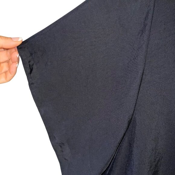 Vince Womens Tee Shirt Size Large Black Rib Trim Double V Neck Short Sleeve - Picture 8 of 10